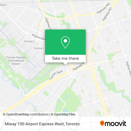 Miway 100 Airport Express West map