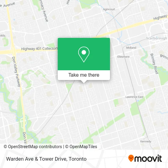 Warden Ave & Tower Drive map