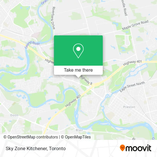 Sky Zone Kitchener map