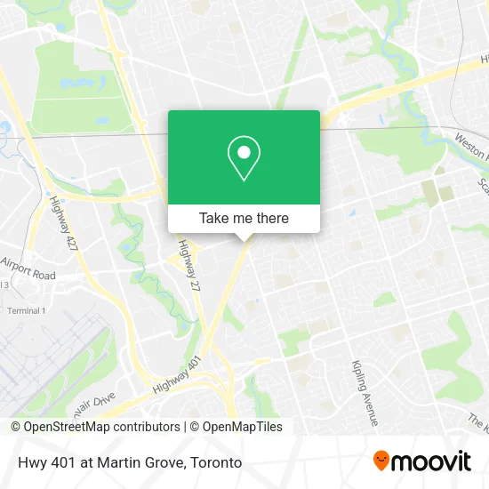 Hwy 401 at Martin Grove map
