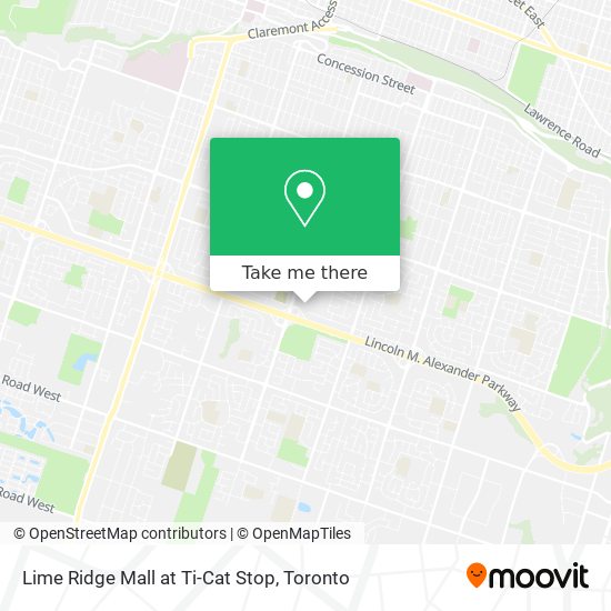 Lime Ridge Mall at Ti-Cat Stop map