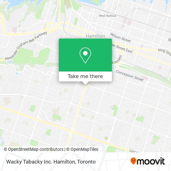 Wacky Tabacky Inc. Hamilton map