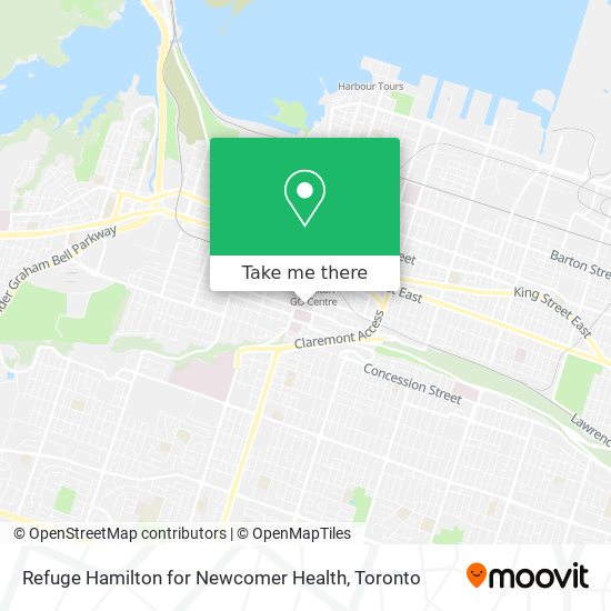 Refuge Hamilton for Newcomer Health map