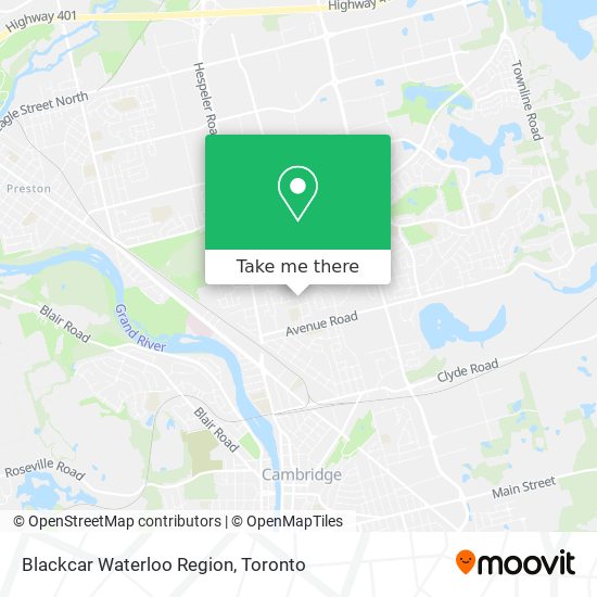 Blackcar Waterloo Region map