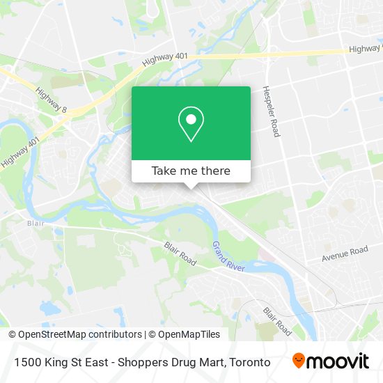 1500 King St East - Shoppers Drug Mart map