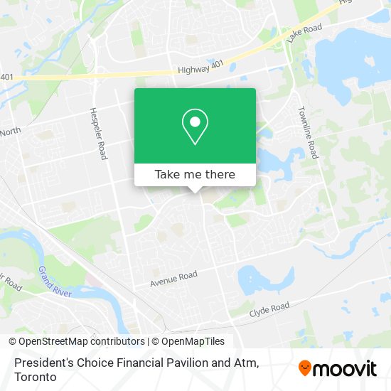 President's Choice Financial Pavilion and Atm map