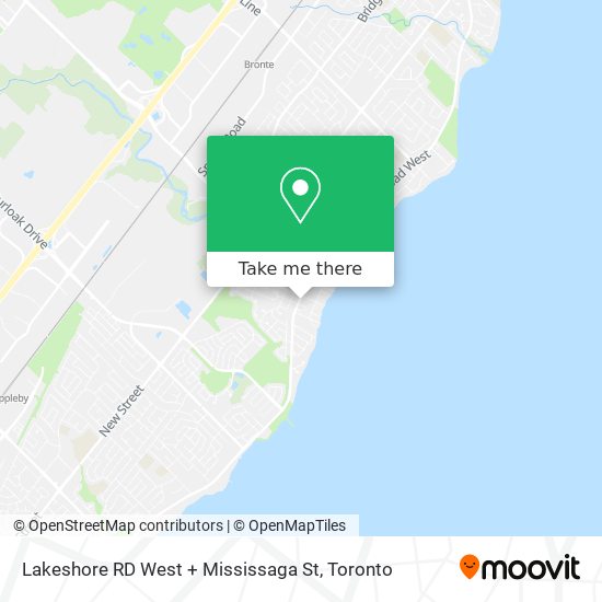 Lakeshore RD West + Mississaga St map