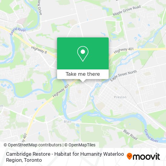 Cambridge Restore - Habitat for Humanity Waterloo Region map