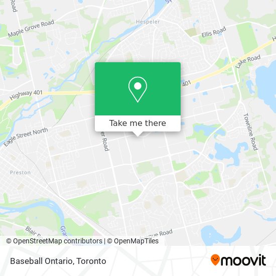 Baseball Ontario map