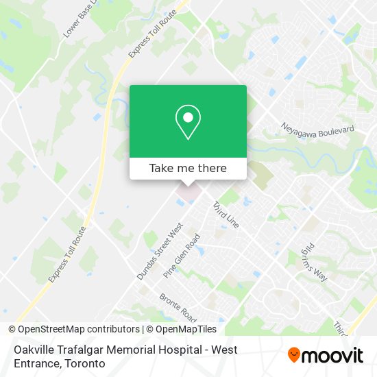 Oakville Trafalgar Memorial Hospital - West Entrance map
