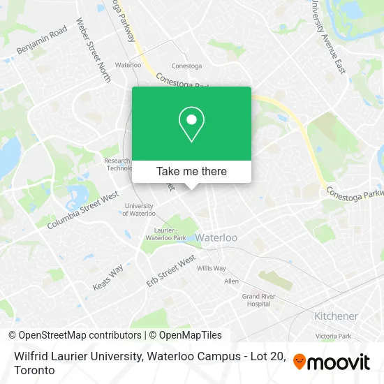 Wilfrid Laurier University, Waterloo Campus - Lot 20 map