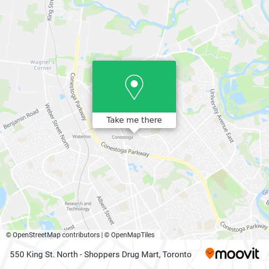 550 King St. North - Shoppers Drug Mart map
