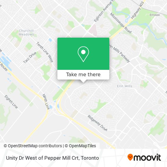 Unity Dr West of Pepper Mill Crt map