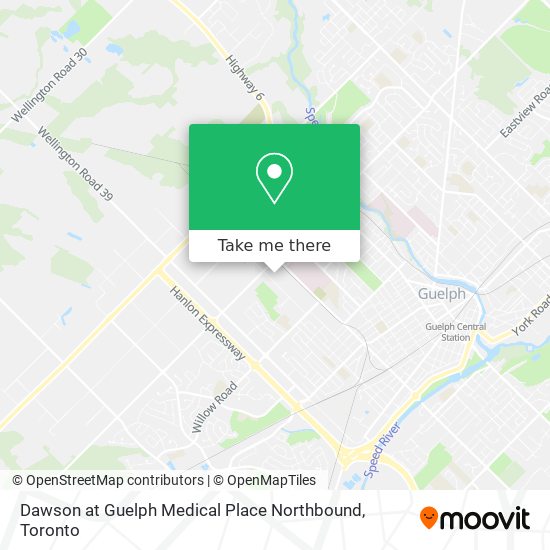 Dawson at Guelph Medical Place Northbound map