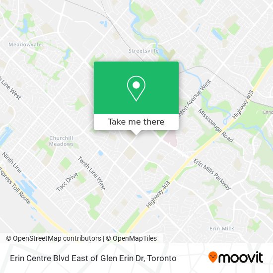 Erin Centre Blvd East of Glen Erin Dr map