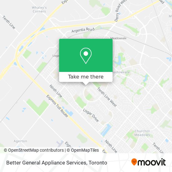 Better General Appliance Services map