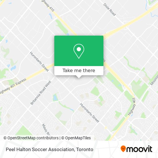 Peel Halton Soccer Association map