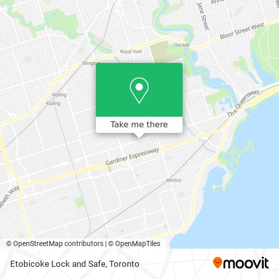 Etobicoke Lock and Safe map