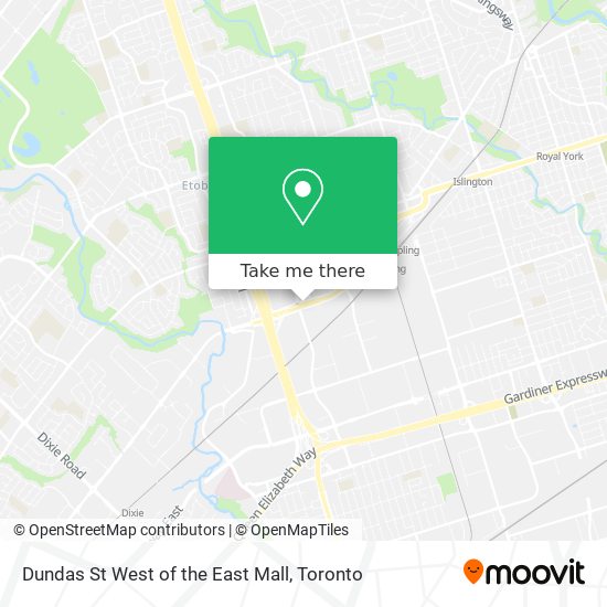 Dundas St West of the East Mall map