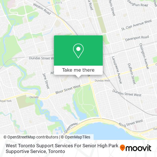 West Toronto Support Services For Senior High Park Supportive Service map