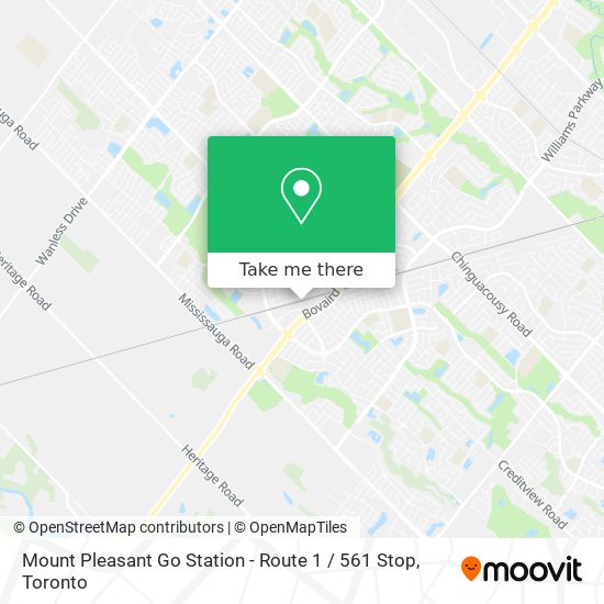 Mount Pleasant Go Station - Route 1 / 561 Stop map