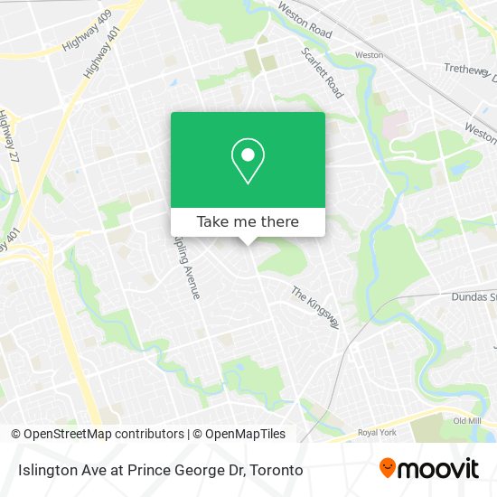 Islington Ave at Prince George Dr map