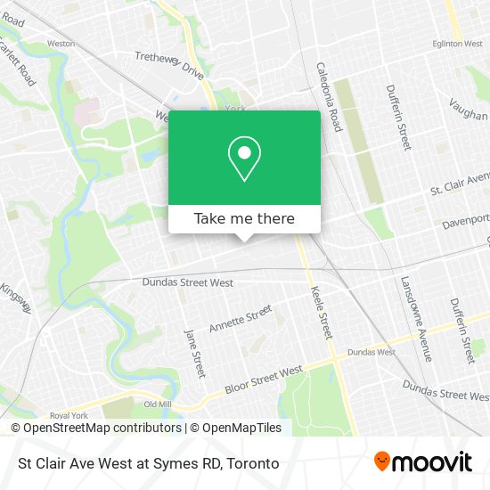 St Clair Ave West at Symes RD map