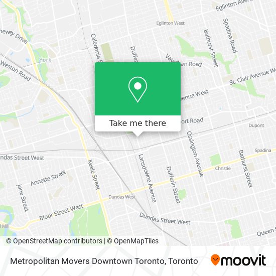 Metropolitan Movers Downtown Toronto map