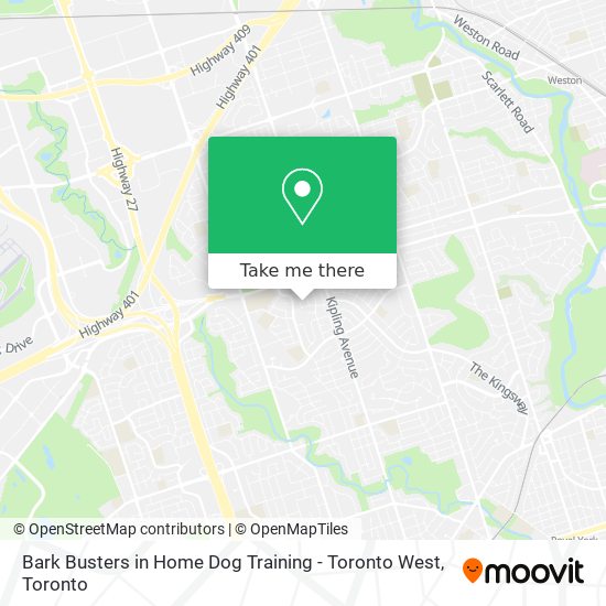 Bark Busters in Home Dog Training - Toronto West map