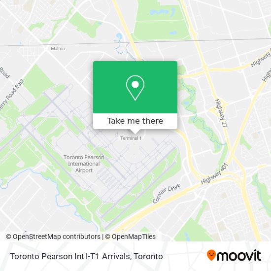 Toronto Pearson Int'l-T1 Arrivals map