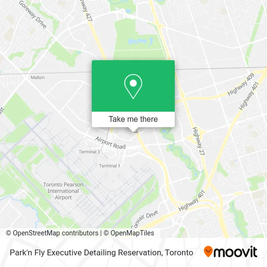 Park'n Fly Executive Detailing Reservation map