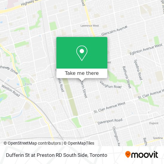 Dufferin St at Preston RD South Side map