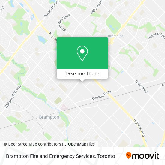 Brampton Fire and Emergency Services map