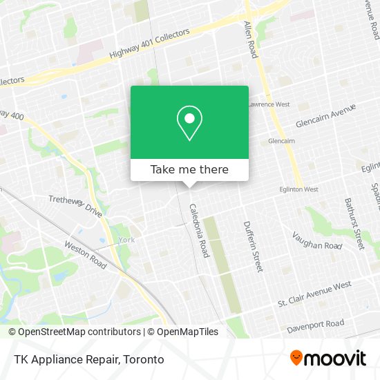 TK Appliance Repair map