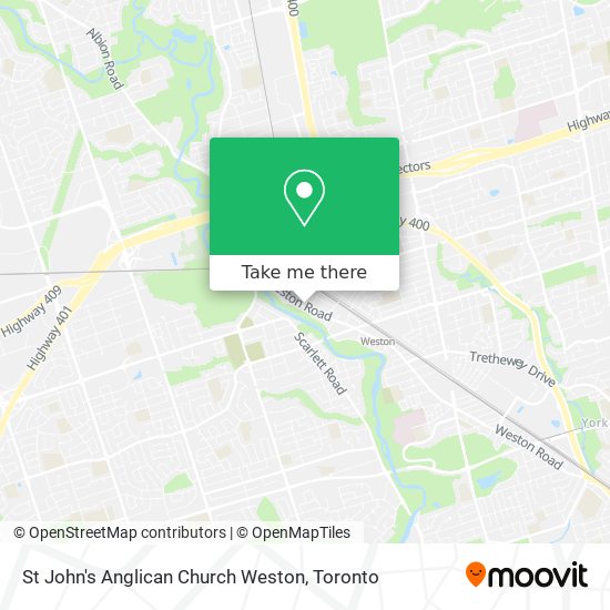 St John's Anglican Church Weston map