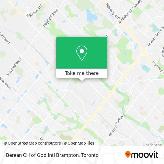 Berean CH of God Intl Brampton map