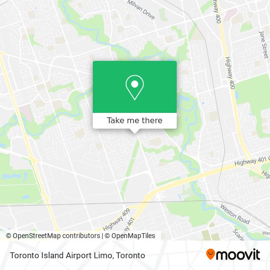 Toronto Island Airport Limo map