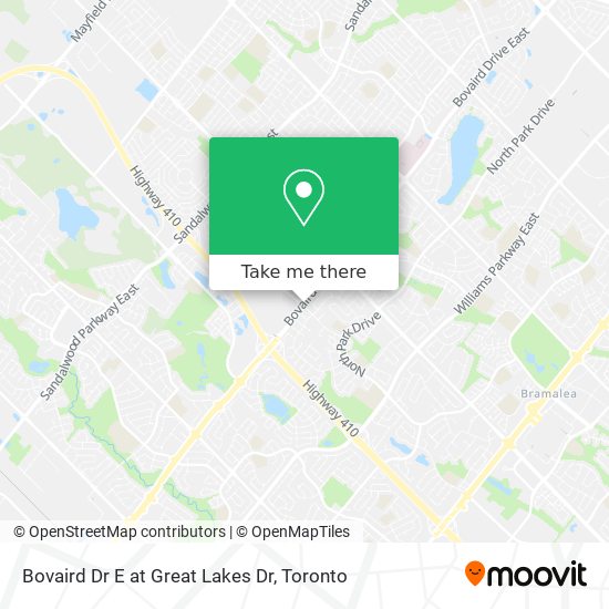 Bovaird Dr E at Great Lakes Dr map