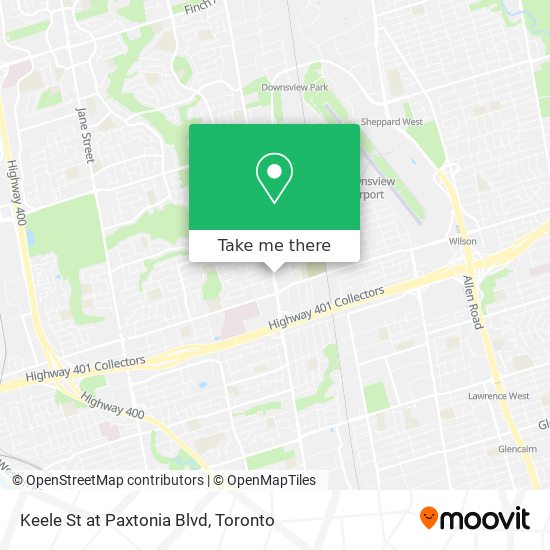 Keele St at Paxtonia Blvd map