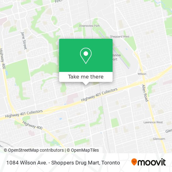1084 Wilson Ave. - Shoppers Drug Mart map