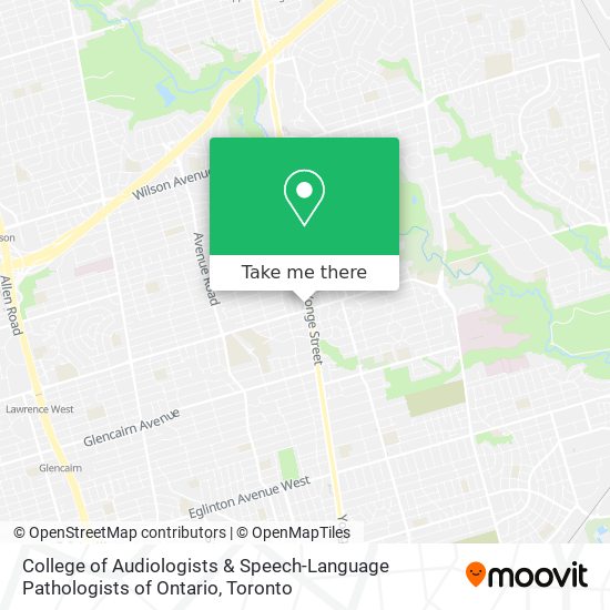College of Audiologists & Speech-Language Pathologists of Ontario map