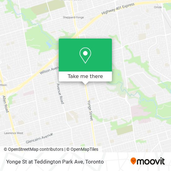 Yonge St at Teddington Park Ave map