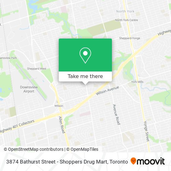 3874 Bathurst Street - Shoppers Drug Mart map