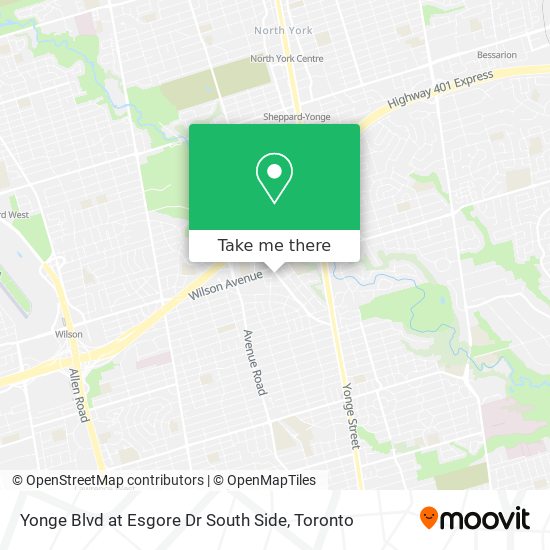 Yonge Blvd at Esgore Dr South Side map