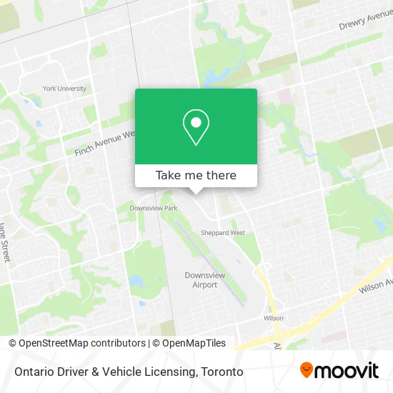 Ontario Driver & Vehicle Licensing map