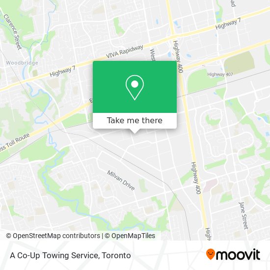 A Co-Up Towing Service map