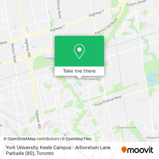 York University, Keele Campus - Arboretum Lane Parkade (80) map