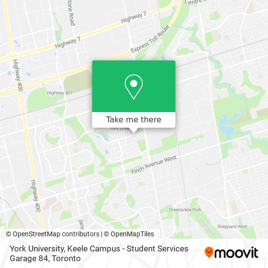 York University, Keele Campus - Student Services Garage 84 map