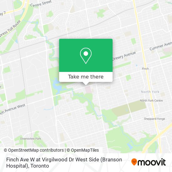 Finch Ave W at Virgilwood Dr West Side (Branson Hospital) map