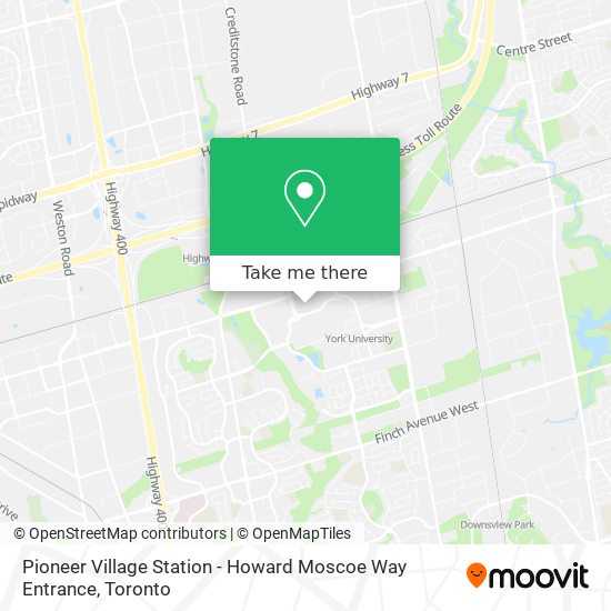 Pioneer Village Station - Howard Moscoe Way Entrance plan